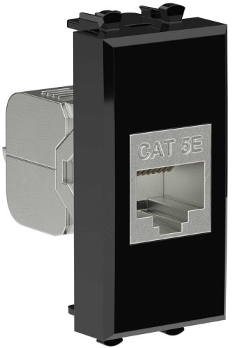 Розетка компьютерная экранированная модульная DKC Avanti 1-м. 1 мод. RJ45 5е черный квадрат картинка